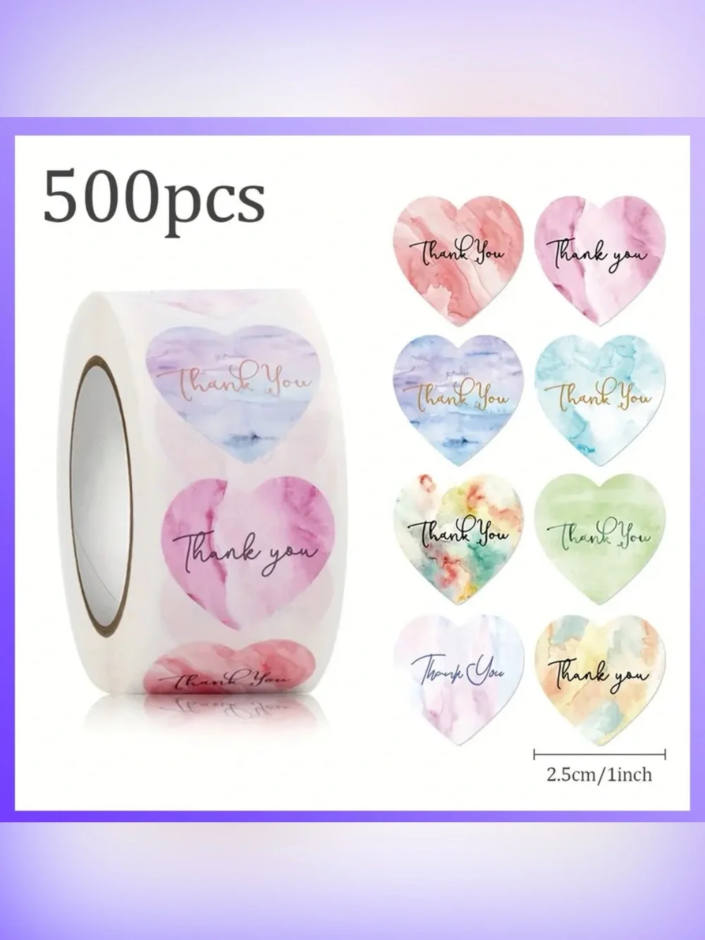 500 stickers $12 • 1” size THANK YOU hearts • brand new